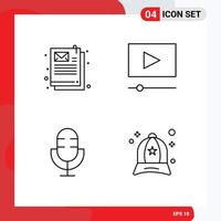 Modern Set of 4 Filledline Flat Colors and symbols such as document products cinema devices accessories Editable Vector Design Elements