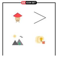 Editable Vector Line Pack of 4 Simple Flat Icons of emperor desert chinese right pyramid Editable Vector Design Elements