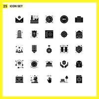 Group of 25 Modern Solid Glyphs Set for case energy cake efficiency bio Editable Vector Design Elements