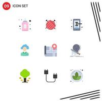 9 User Interface Flat Color Pack of modern Signs and Symbols of resource manager phone management cloud Editable Vector Design Elements