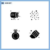 4 iconos creativos signos y símbolos modernos de anuncio de joyería de tambor elementos de diseño vectorial editables de boda americana vector