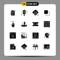 Mobile Interface Solid Glyph Set of 16 Pictograms of stack media party four computing Editable Vector Design Elements