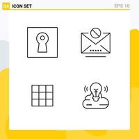 Modern Set of 4 Filledline Flat Colors and symbols such as key gallery security mail sets Editable Vector Design Elements