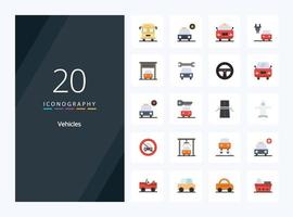 20 Vehicles Flat Color icon for presentation vector