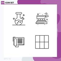 Set of 4 Vector Filledline Flat Colors on Grid for demo flask number cook fry grid Editable Vector Design Elements