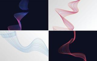 Set of 4 waving line vector backgrounds for a unique design