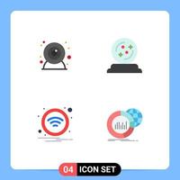 Set of 4 Vector Flat Icons on Grid for camera wireless halloween spell big Editable Vector Design Elements