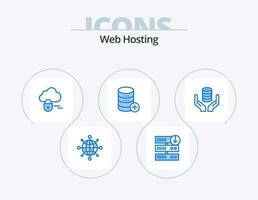 diseño de iconos de paquete de iconos azules de alojamiento web 5. seguro. base de datos. cerrar con llave. agregar. sal vector