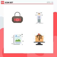 Group of 4 Flat Icons Signs and Symbols for bag graphic business network image Editable Vector Design Elements
