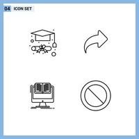 Set of 4 Commercial Filledline Flat Colors pack for degree computer arrow forward book Editable Vector Design Elements
