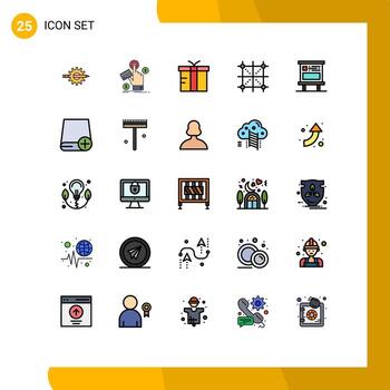 Mobile Interface Filled line Flat Color Set of 25 Pictograms of development coding pay global logistic Editable Vector Design Elements