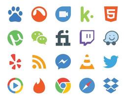 20 Social Media Icon Pack Including twitter media fiverr vlc rss vector