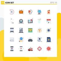 Pack of 25 Modern Flat Colors Signs and Symbols for Web Print Media such as wedding card start from scratch globe earth Editable Vector Design Elements