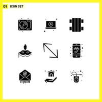 Set of 9 Modern UI Icons Symbols Signs for scale arrow game mardigras costume Editable Vector Design Elements