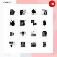 Pictogram Set of 16 Simple Solid Glyphs of gym security head euro plant Editable Vector Design Elements