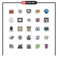 25 iconos creativos, signos y símbolos modernos de datos, monitor de bodas, tarjeta de corazón, elementos de diseño vectorial editables vector