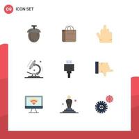 Modern Set of 9 Flat Colors and symbols such as usb file hand devices microscope Editable Vector Design Elements