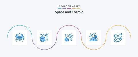 Space Blue 5 Icon Pack Including satellite. moon. meteor. orbit. moon vector