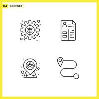 User Interface Pack of 4 Basic Filledline Flat Colors of environment map setting job party Editable Vector Design Elements
