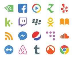 20 Social Media Icon Pack Including music soundcloud blackberry coderwall messenger vector