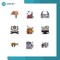 9 User Interface Filledline Flat Color Pack of modern Signs and Symbols of ecommerce setting computer gear google Editable Vector Design Elements