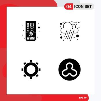 4 Universal Solid Glyphs Set for Web and Mobile Applications control ripple autumn cogs cryptocurrency Editable Vector Design Elements