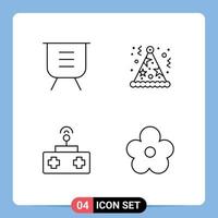 conjunto de 4 iconos modernos de la interfaz de usuario signos de símbolos para la celebración del rendimiento del bebé a bordo elementos de diseño vectorial editables de control remoto vector