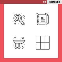 Mobile Interface Line Set of 4 Pictograms of heart physics wedding edit grid Editable Vector Design Elements