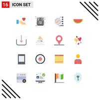 conjunto de 16 iconos de interfaz de usuario modernos signos de símbolos para descargar bacterias de verano vida de melón paquete editable de elementos de diseño de vectores creativos