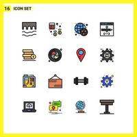 Set of 16 Modern UI Icons Symbols Signs for develop browser calculator app waste Editable Creative Vector Design Elements