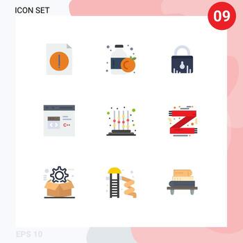 9 colores planos universales establecidos para aplicaciones web y móviles que aprenden desarrollo de comercio electrónico para niños codificación elementos de diseño vectorial editables vector