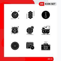 9 Universal Solid Glyph Signs Symbols of international protect layers bug information Editable Vector Design Elements