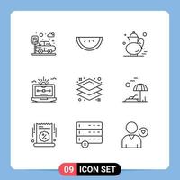 Modern Set of 9 Outlines and symbols such as layer draw qehwa computer file Editable Vector Design Elements