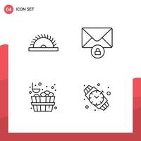 4 Creative Icons Modern Signs and Symbols of construction stone utensils private watch Editable Vector Design Elements