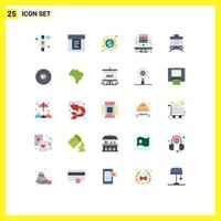 Pack of 25 creative Flat Colors of tramway database community digital society Editable Vector Design Elements