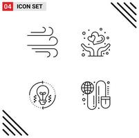 Line Pack of 4 Universal Symbols of direction light insurance protect refresh Editable Vector Design Elements