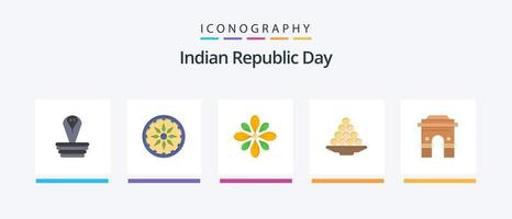 Indian Republic Day Flat 5 Icon Pack Including laddu. dessert. decorate. delicacy. holi. Creative Icons Design vector