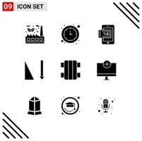 Set of 9 Modern UI Icons Symbols Signs for skateboard fun time sorting ascending Editable Vector Design Elements