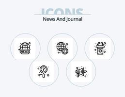 paquete de iconos de línea de noticias 5 diseño de iconos. . vivir. mundial. radiodifusión. noticias musicales vector