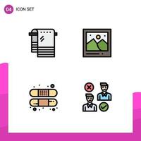 Pictogram Set of 4 Simple Filledline Flat Colors of bath band wiping photo treatment Editable Vector Design Elements