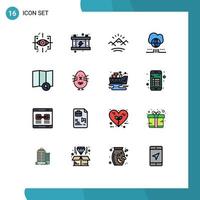 conjunto de 16 iconos de interfaz de usuario modernos símbolos signos para mapa nube montañas red mundo elementos de diseño de vectores creativos editables