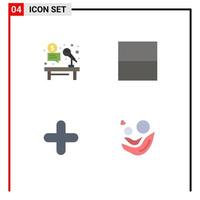 4 Universal Flat Icons Set for Web and Mobile Applications microphone plus hammer layout mother Editable Vector Design Elements