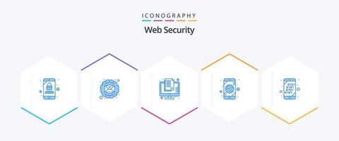 paquete de iconos azules de seguridad web 25 que incluye ok. controlar. clasificado. autenticación. secreto vector