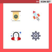 Set of 4 Modern UI Icons Symbols Signs for ireland gear space intelligent motivation Editable Vector Design Elements