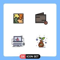 Universal Icon Symbols Group of 4 Modern Filledline Flat Colors of puzzle computer sport commerce error Editable Vector Design Elements