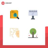 Modern Set of 4 Flat Icons and symbols such as page brain page search sign human Editable Vector Design Elements