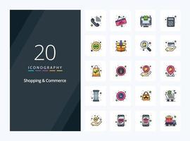 20 Shopping And Commerce line Filled icon for presentation vector