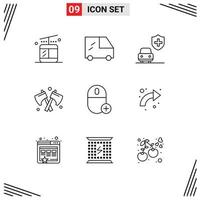 Outline Pack of 9 Universal Symbols of arrows hardware axe gadget computers Editable Vector Design Elements