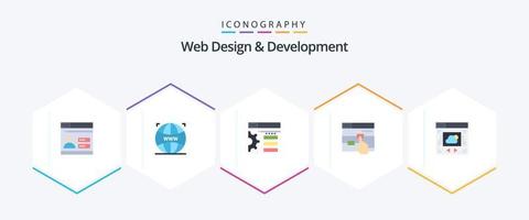 diseño y desarrollo web Paquete de 25 iconos planos que incluye compartir en la nube. Página web. diseño. web. dedo vector