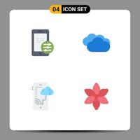 4 Creative Icons Modern Signs and Symbols of gdpr mobile cloud raining rainy weather flower Editable Vector Design Elements